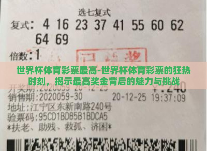 世界杯体育彩票最高-世界杯体育彩票的狂热时刻,揭示最高奖金背后的魅力与挑战 世界杯体育彩票最高-世界杯体育彩票的狂热时刻,揭示最高奖金背后的魅力与挑战