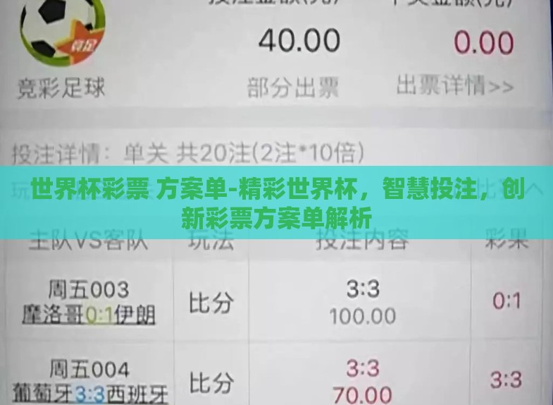 世界杯彩票 方案单-精彩世界杯,智慧投注,创新彩票方案单解析 世界杯彩票 方案单-精彩世界杯,智慧投注,创新彩票方案单解析