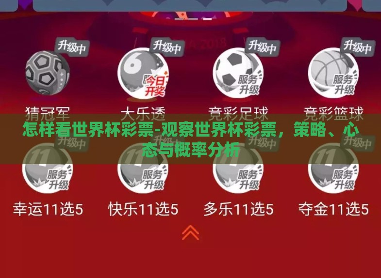 怎样看世界杯彩票-观察世界杯彩票，策略、心态与概率分析