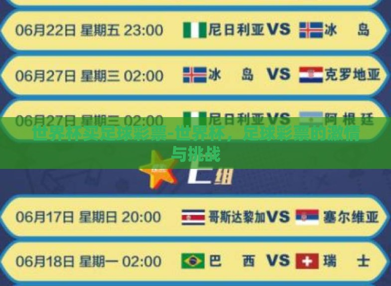 世界杯买足球彩票-世界杯，足球彩票的激情与挑战