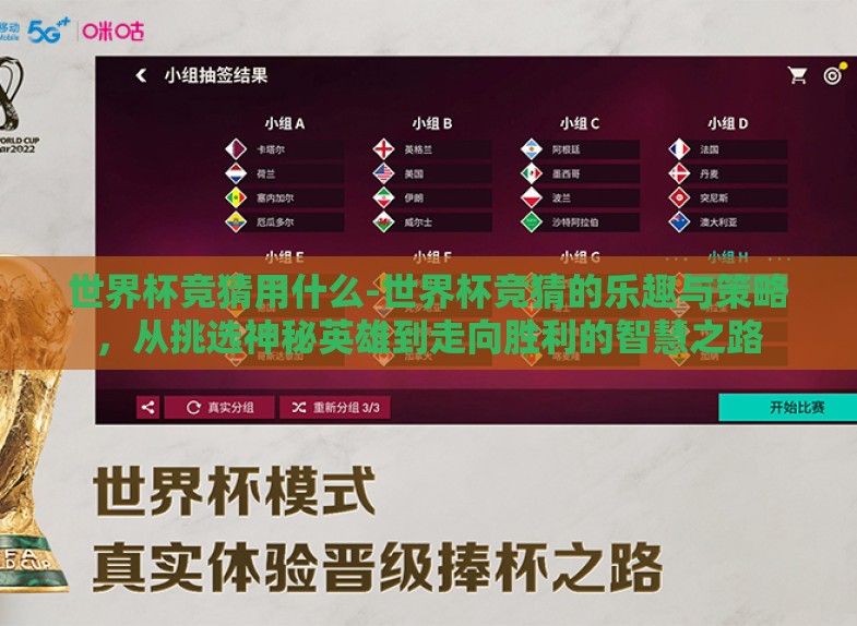 世界杯竞猜用什么-世界杯竞猜的乐趣与策略，从挑选神秘英雄到走向胜利的智慧之路