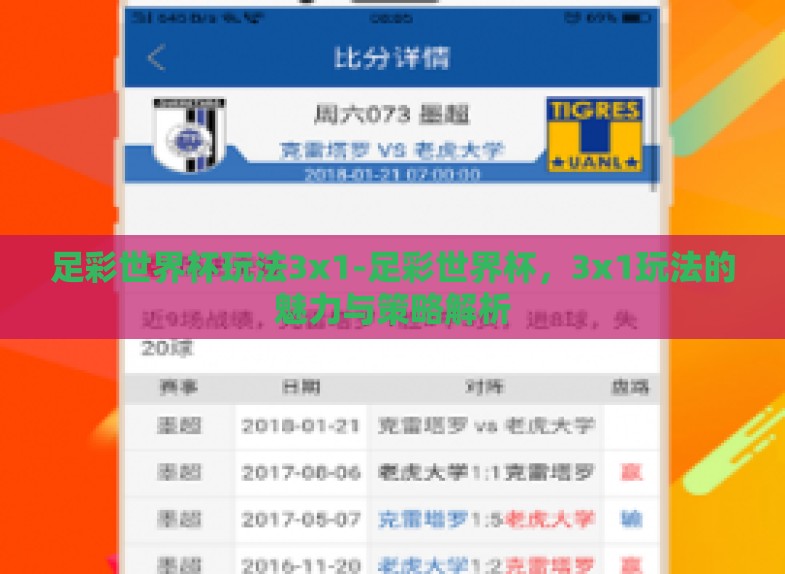 足彩世界杯玩法3x1-足彩世界杯,3x1玩法的魅力与策略解析 足彩世界杯玩法3x1-足彩世界杯,3x1玩法的魅力与策略解析