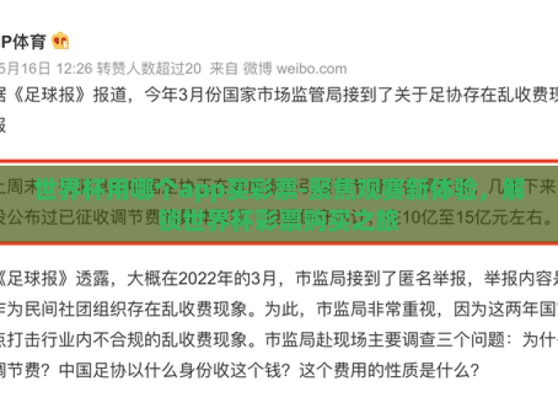 世界杯用哪个app买彩票-聚焦观赛新体验，解锁世界杯彩票购买之旅