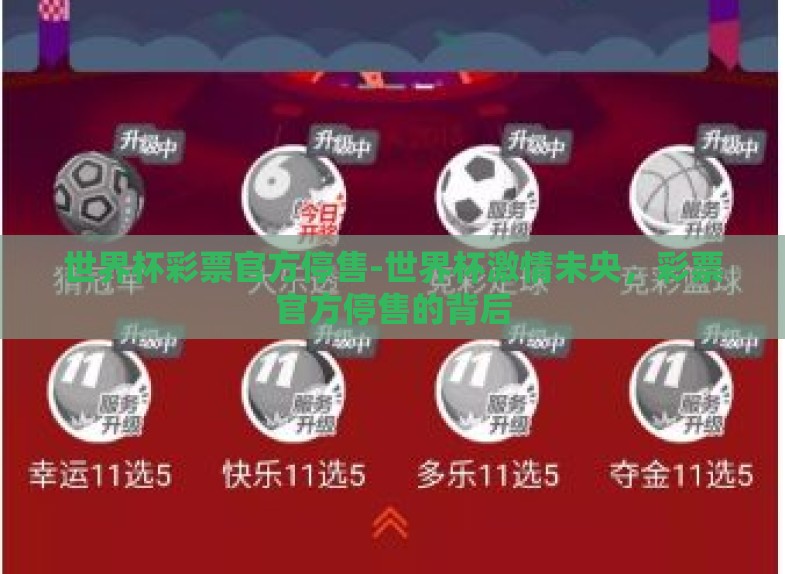 世界杯彩票官方停售-世界杯激情未央，彩票官方停售的背后