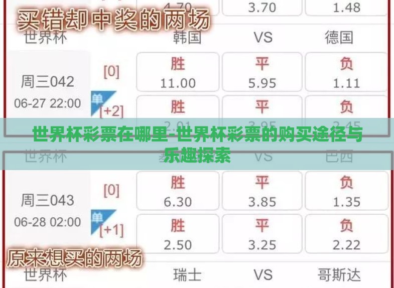 世界杯彩票在哪里-世界杯彩票的购买途径与乐趣探索 世界杯彩票在哪里-世界杯彩票的购买途径与乐趣探索