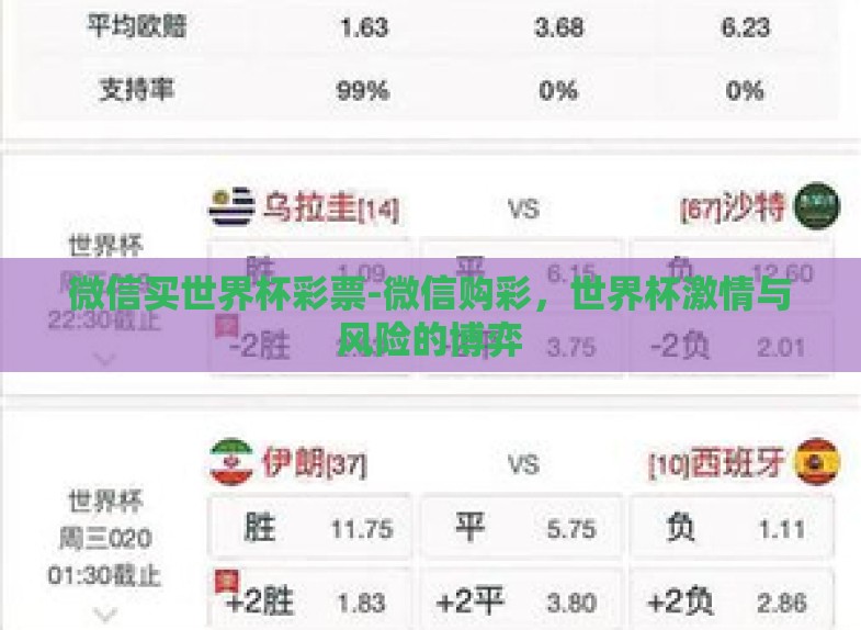 微信买世界杯彩票-微信购彩，世界杯激情与风险的博弈