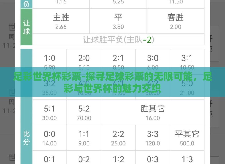 足彩世界杯彩票-探寻足球彩票的无限可能,足彩与世界杯的魅力交织 足彩世界杯彩票-探寻足球彩票的无限可能,足彩与世界杯的魅力交织