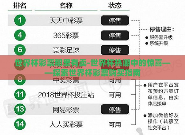 世界杯彩票那里有卖-世界杯热潮中的惊喜——探索世界杯彩票购买指南