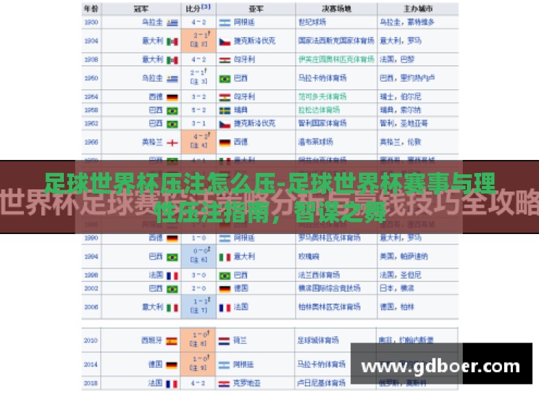 足球世界杯压注怎么压-足球世界杯赛事与理性压注指南，智谋之舞