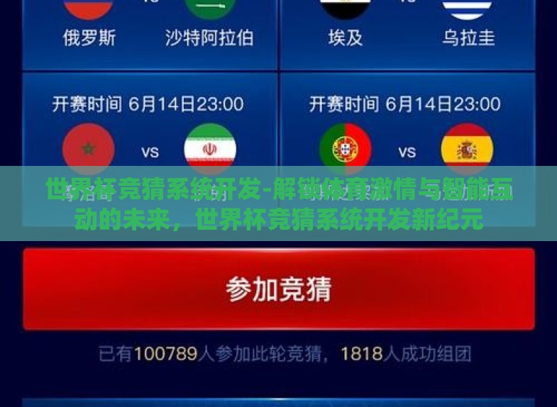 世界杯竞猜系统开发-解锁体育激情与智能互动的未来,世界杯竞猜系统开发新纪元 世界杯竞猜系统开发-解锁体育激情与智能互动的未来,世界杯竞猜系统开发新纪元