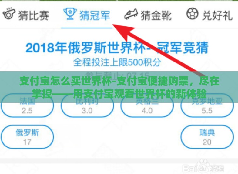 支付宝怎么买世界杯-支付宝便捷购票，尽在掌控——用支付宝观看世界杯的新体验